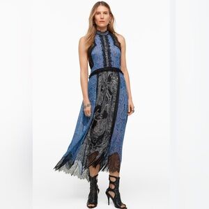 Zara Black and Blue Lace Backless Dress
